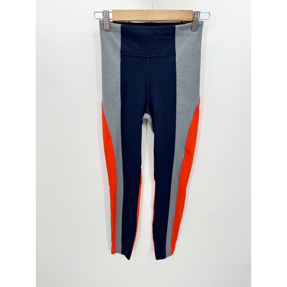 Athleta Navy Blue Crest Colorblock Tight Yoga Leggings Pants Cropped Womens XXS
